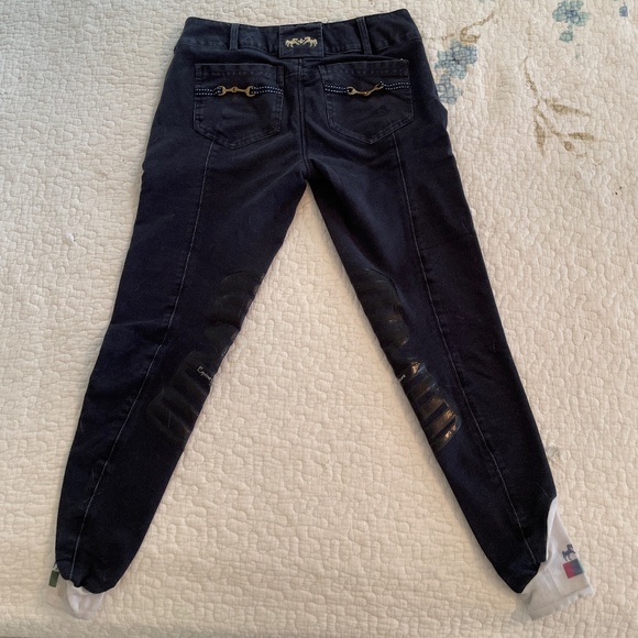 Equine Couture Navy Ladies’ Silicone Knee Patch Breech - Picture 2 of 4